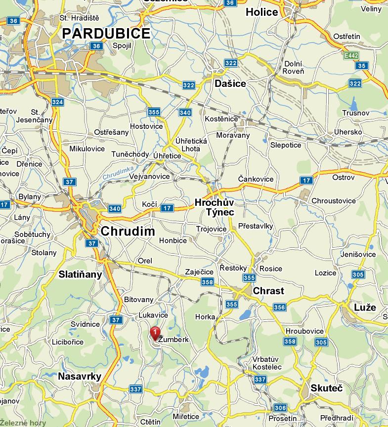 mapa umístění kanceláře v Žumberku (okr. Chrudim)